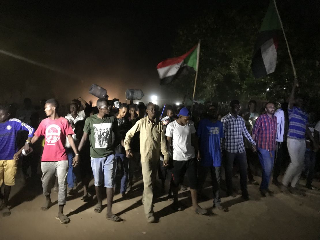 People marching in Omdurman calling for the fall of the Transitional Military Council and chanting for civilian rule.