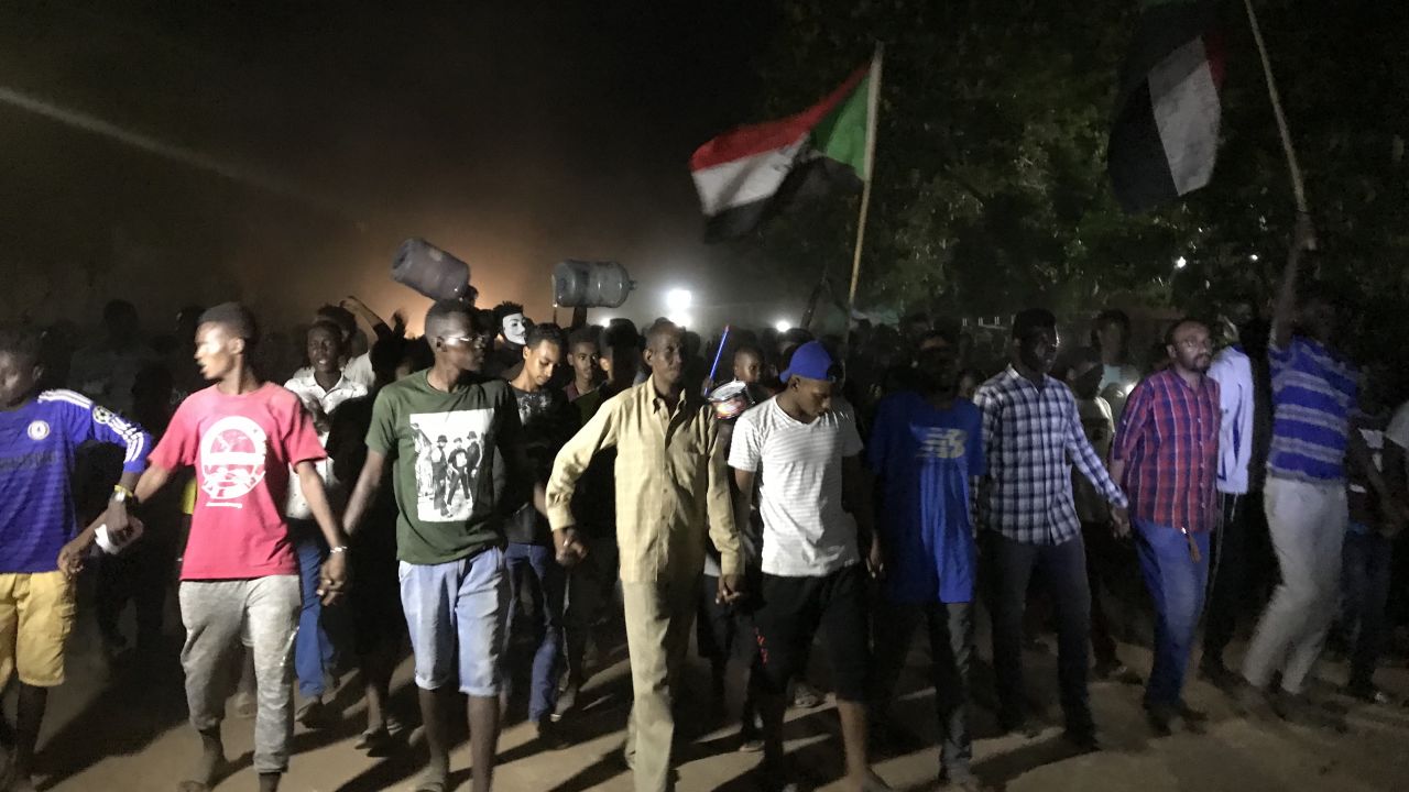 People marching in Omdurman calling for the fall of the Transitional Military Council and chanting for civilian rule.