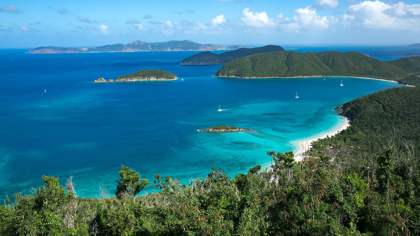 <strong>US Virgin Islands:</strong> White sand beaches draw sailors and sun-worshippers to Magens Bay on Saint Thomas. 