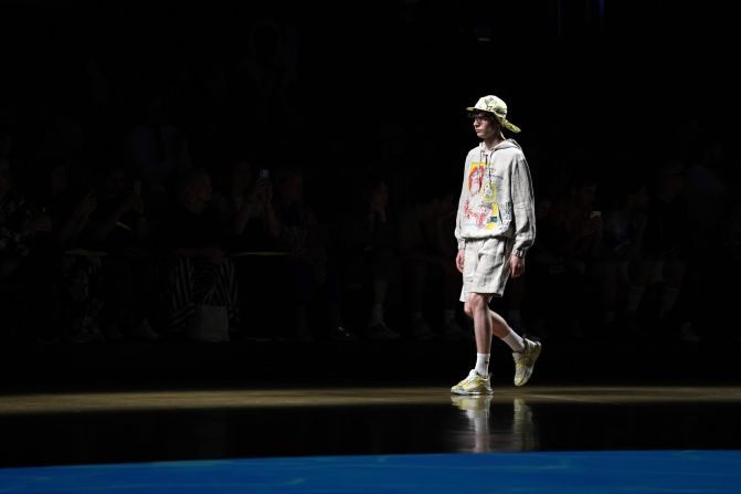 A model walks the runway during the MSGM fashion show at Pitti Immagine Uomo 96 on June 13, 2019 in Florence, Italy.