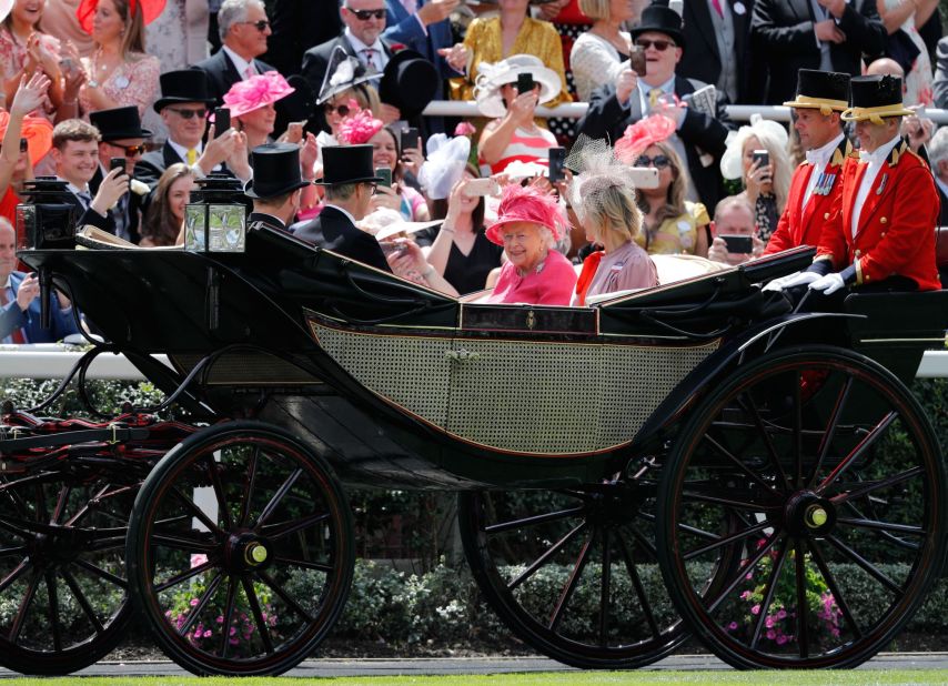 As is tradition, Britain's Queen Elizabeth II leads the royal procession at Royal Ascot.