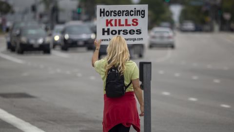 Protesters have been calling for an end to racing, and have been demonstrating outside Santa Anita.