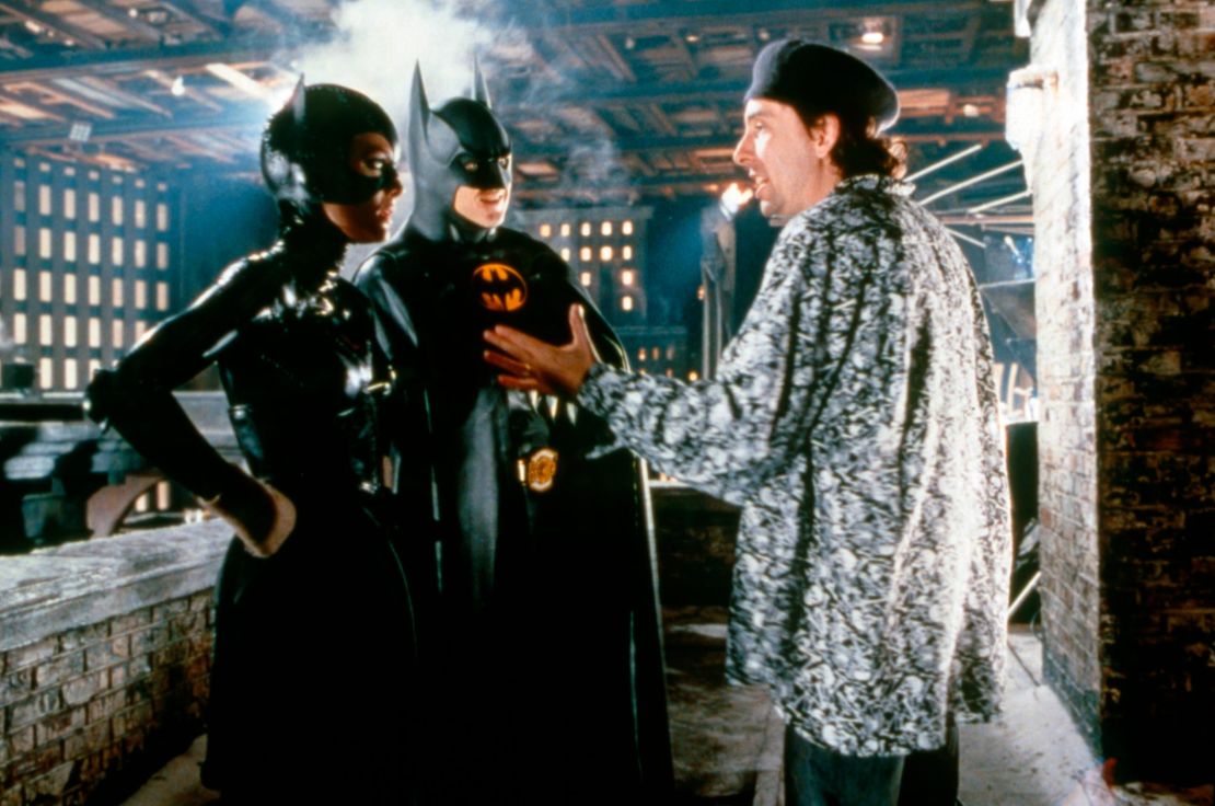 Michelle Pfeiffer and Michael Keaton with director Tim Burton on the set of his movie 'Batman Returns.' (Photo by Warner Bros. Pictures/Sunset Boulevard/Corbis via Getty Images)