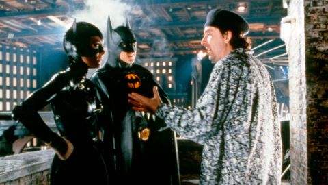 Michelle Pfeiffer and Michael Keaton with director Tim Burton on the set of "Batman Returns."
