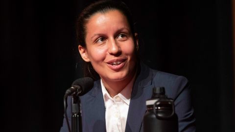 In this Thursday, June 13, 2019, photo public defender Tiffany Caban speaks during a Queens District Attorney candidates forum at St. John's University in New York. (AP Photo/Mary Altaffer)