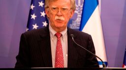 US National Security Advisor John Bolton gives a press conference with the Israeli prime minister (unseen) in Jerusalem on June 23, 2019. (Photo by Tsafrir Abayov / POOL / AFP)        (Photo credit should read TSAFRIR ABAYOV/AFP/Getty Images)