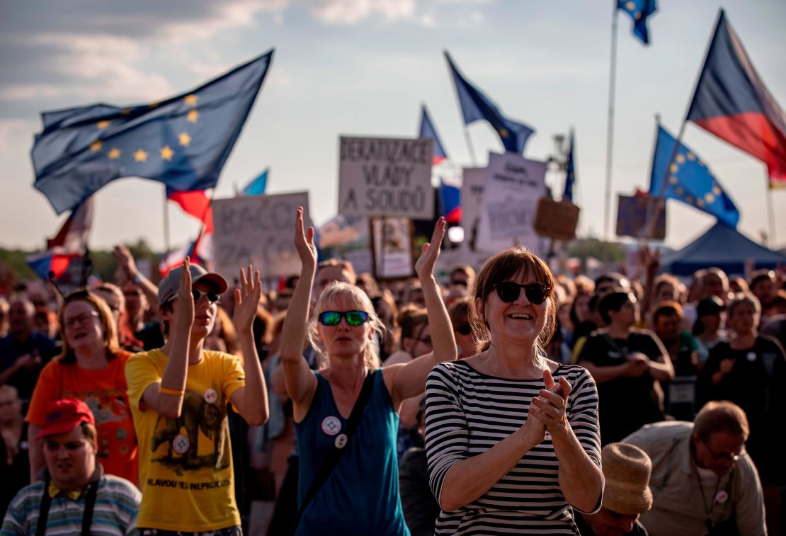 Protesters in Prague are demanding the resignation of Prime Minister Andrej Babis.