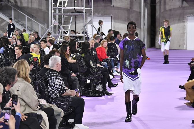 A model walks the runway during the Raf Simons Menswear Spring Summer 2020 show as part of Paris Fashion Week on June 19, 2019 in Paris, France. 