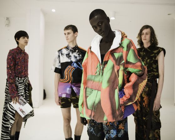 Models pose backstage prior to the Dries Van Noten Menswear Spring Summer 2020 show as part of Paris Fashion Week on June 20, 2019 in Paris, France. 