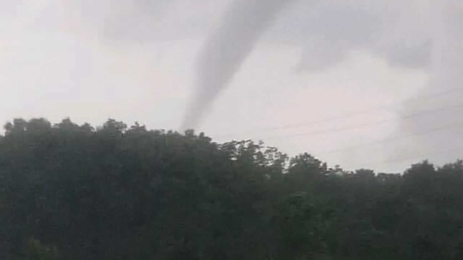 A  funnel cloud touches down near South Bend, Indiana.
