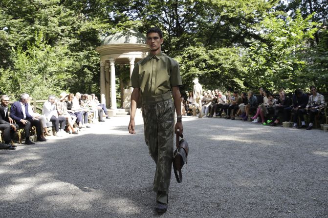 A model wears a creation as part of the Fendi Men's Spring-Summer 2020 collection, unveiled during the fashion week on June 17, 2019 in Milan, Italy.
