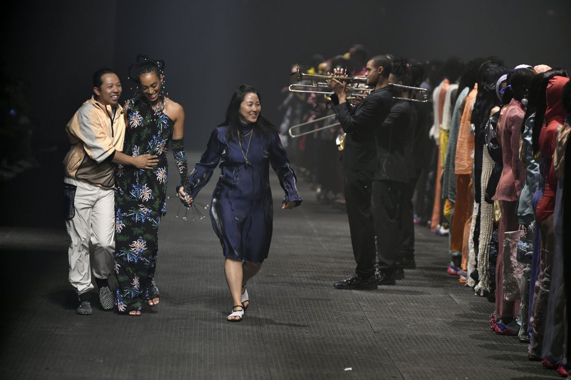 Humberto Leo, Solange Knowles and Carol Lim walk the runway during the Kenzo Menswear Spring Summer 2020 fashion show as part of Paris Fashion Week on June 23, 2019 in Paris, France. 