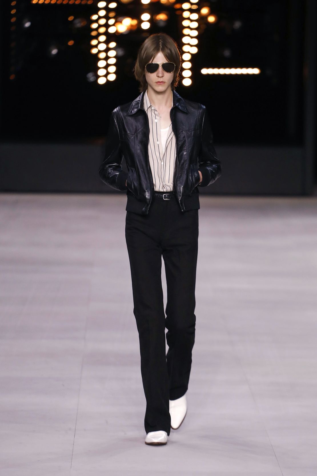 A model walks the runway at the Celine show during Paris Men's Fashion Week Spring/Summer 2020 on June 23, 2019 in Paris, France. 