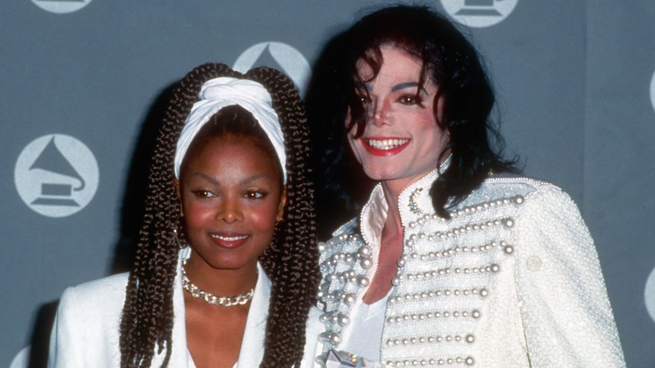 Janet Jackson attends the Grammys with brother Michael in 1993. 