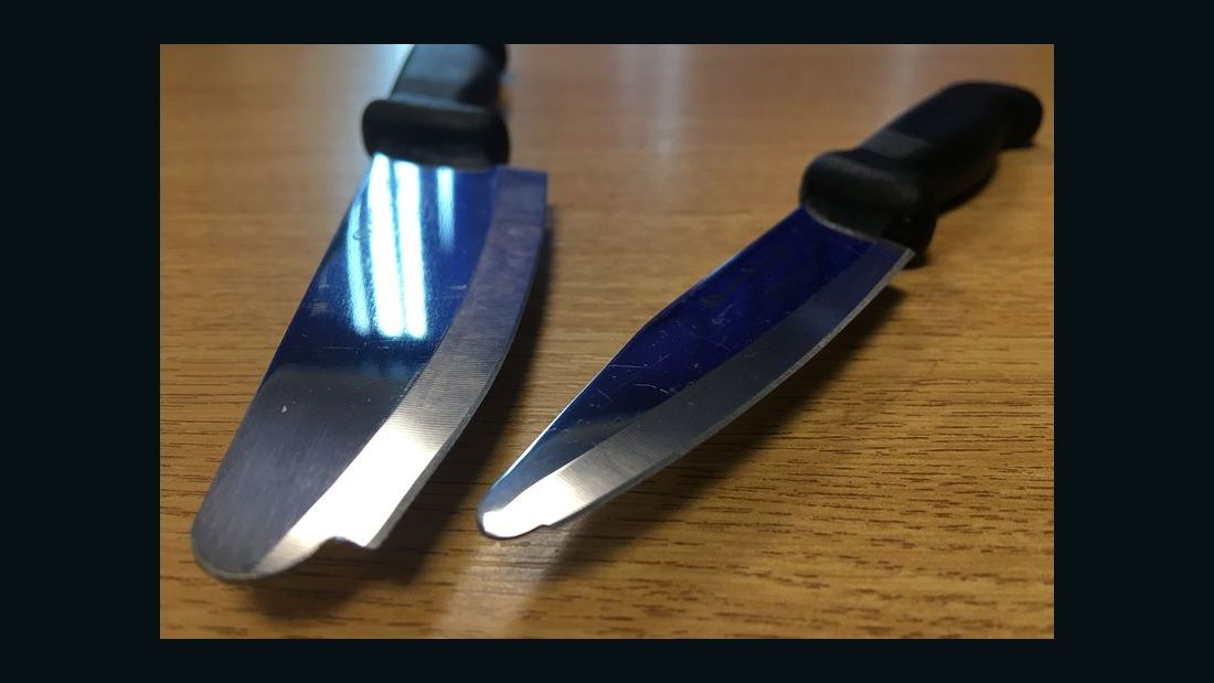 The knives issued to domestic violence victims by Nottinghamshire Police.