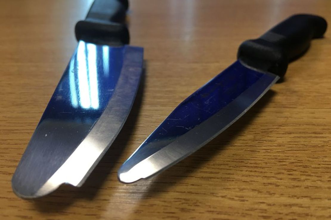 The knives issued to domestic violence victims by Nottinghamshire Police.