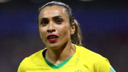 LE HAVRE, FRANCE - JUNE 23: Marta of Brazil looks on during the 2019 FIFA Women's World Cup France Round Of 16 match between France and Brazil at Stade Oceane on June 23, 2019 in Le Havre, France. (Photo by Martin Rose/Getty Images)