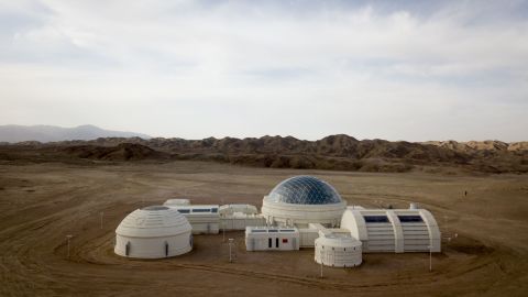 This aerial photo taken on April 17, 2019 shows a Mars base simulator in the Gobi desert, some 40 km from Jinchang in China's northwest Gansu province.