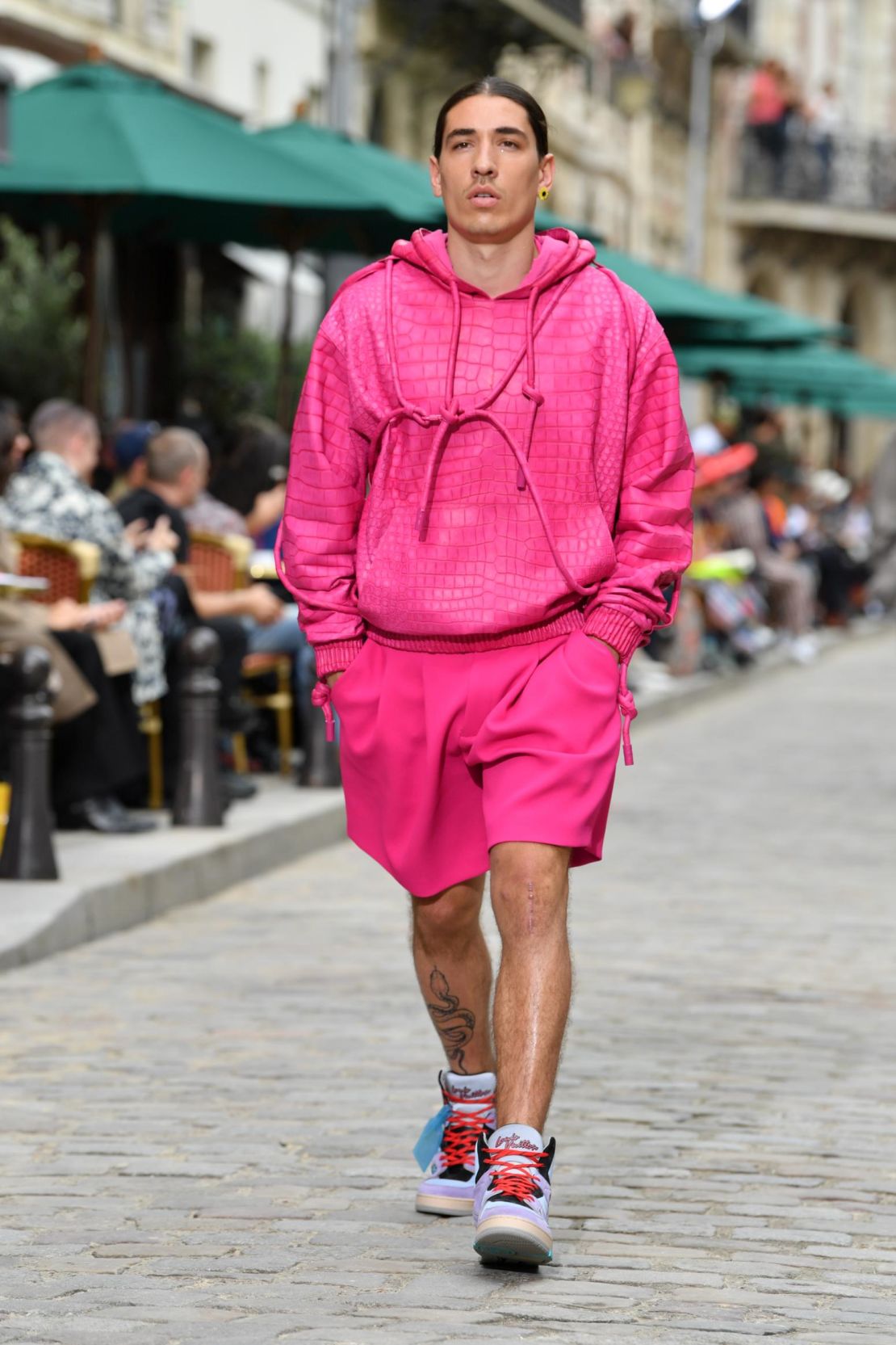 Hector Bellerin walks the runway during the Louis Vuitton Menswear Spring Summer 2020 show as part of Paris Fashion Week.