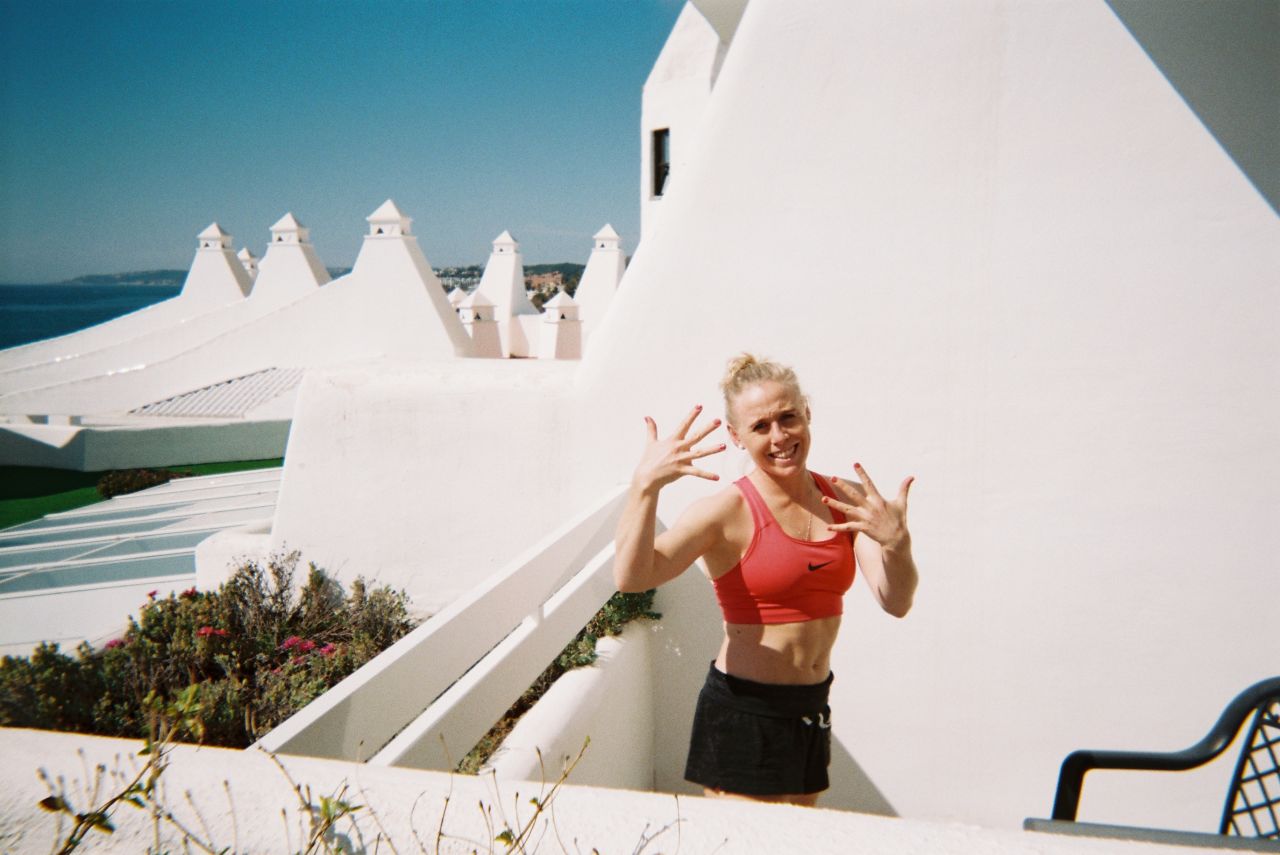 <strong>Photographer:</strong> Ali Riley, New Zealand & Chelsea<br /><strong>Location:</strong> Marbella, Spain (New Zealand Training Camp)<br /><br />"Betsy Hassett was painting her nails on our trip to Spain when we played against Norway. We were a little bit isolated where we were staying. Obviously a lot of us had been playing in winter. Betsy plays in Iceland. Everyone was so happy to see the sun, especially her, and she was living in the room next door and she would always be outside. Listening to music or playing board games, card games or painting her nails. She looked so happy, the sun is shining and we were staying at this beautiful resort on the beach in Marbella."