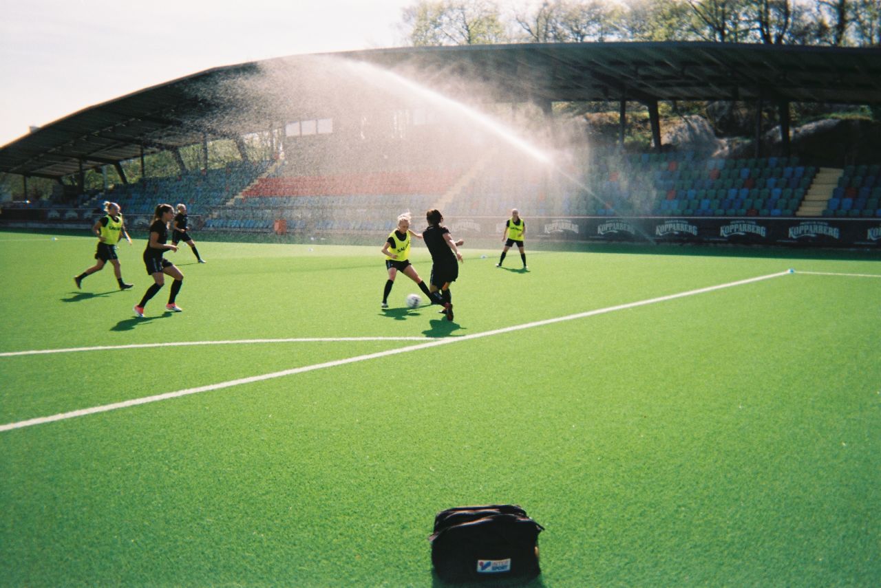<strong>Photographer:</strong> Loes Guerts, Netherlands & Kopparbergs/Göteborg FC<br /><strong>Location:</strong> Gothenburg, Sweden<br /><br />"Our sprinkler system doesn't always work as it should, which gives very funny moments. This time we had an important training so everybody stayed focused on the game and continued to play. Luckily it was good weather that day so the girls could use some refreshment!"