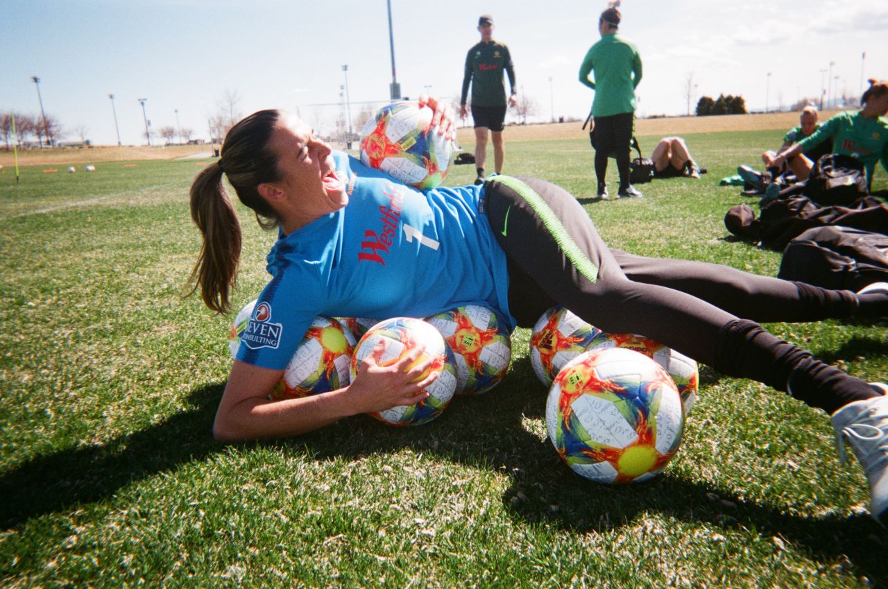 <strong>Photographer:</strong> Steph Catley, Australia & Melbourne City FC<br /><strong>Location:</strong> Australia<br /><br />"Lydia Williams was sprawled on top of the brand new World Cup balls. It was a moment I wanted to capture as significant for the upcoming tournament and it was a classic Lydia way to go about it. I think the photo sums up the overall culture in our team. We're heading into one of the biggest tournaments of our careers but we'll still be the same free spirited, relaxed, friendly bunch of Aussies that we've always been."