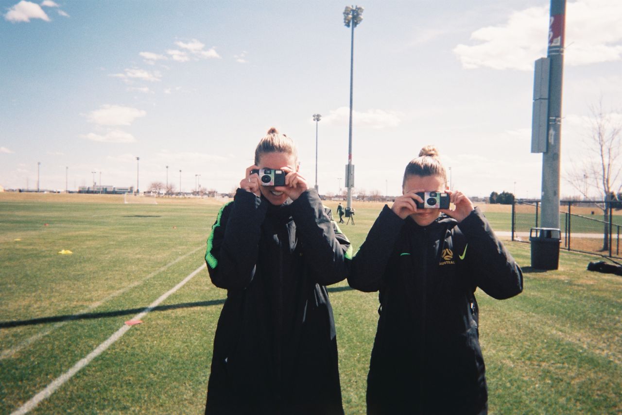 <strong>Photographer: </strong>Caitlin Foord, Australia & Sydney FC / Portland Thorns<br /><strong>Location:</strong> Denver, USA (Australia Training Camp)<br /><br />"Alanna Kennedy & Steph Catley. Obviously in the photo we all have our disposable cameras doing this Goal Click project, but I have known both of them since I was young. It is pretty cool that I'm on this football journey now with them and experienced a lot together over the years. We have all played together since we were about 13. The best part of football is the places it takes you, the people you meet and obviously the wins and emotions you experience along with your teammates."