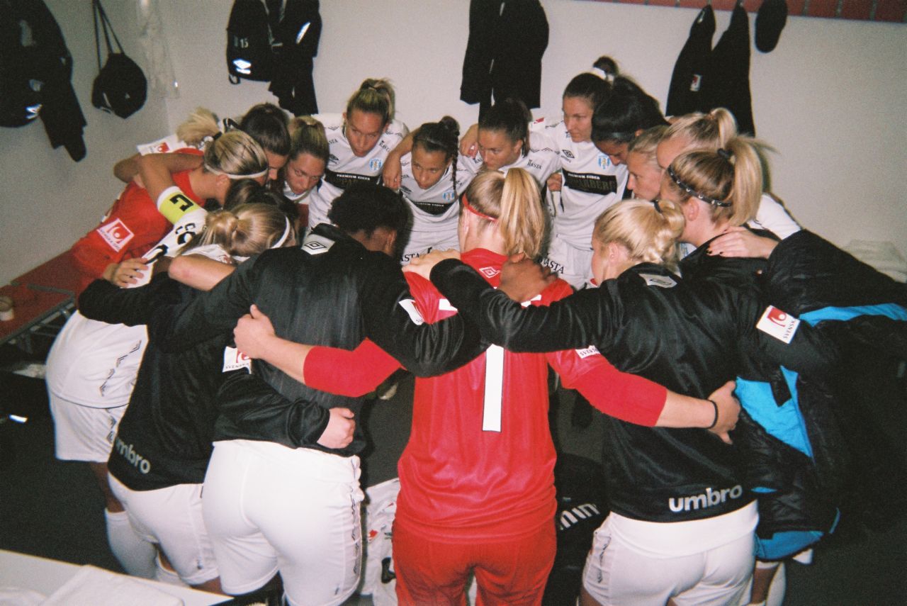 <strong>Photographer:</strong> Loes Guerts, Netherlands & Kopparbergs/ Göteborg FC<br /><strong>Location:</strong> Gothenburg, Sweden<br /><br />"I wanted to show our team spirit. We are all very different people but still a tight group as a football team. We have the same goals and always make this circle before games with the whole team. Our captain says a few words and then we have a yell. In this circle before the game you feel the excitement and 'ready-ness' of the girls. It gives a good feeling of belonging to the team. This is what football is, a team sport, working together, tight, as in this circle, we can lean on each other."