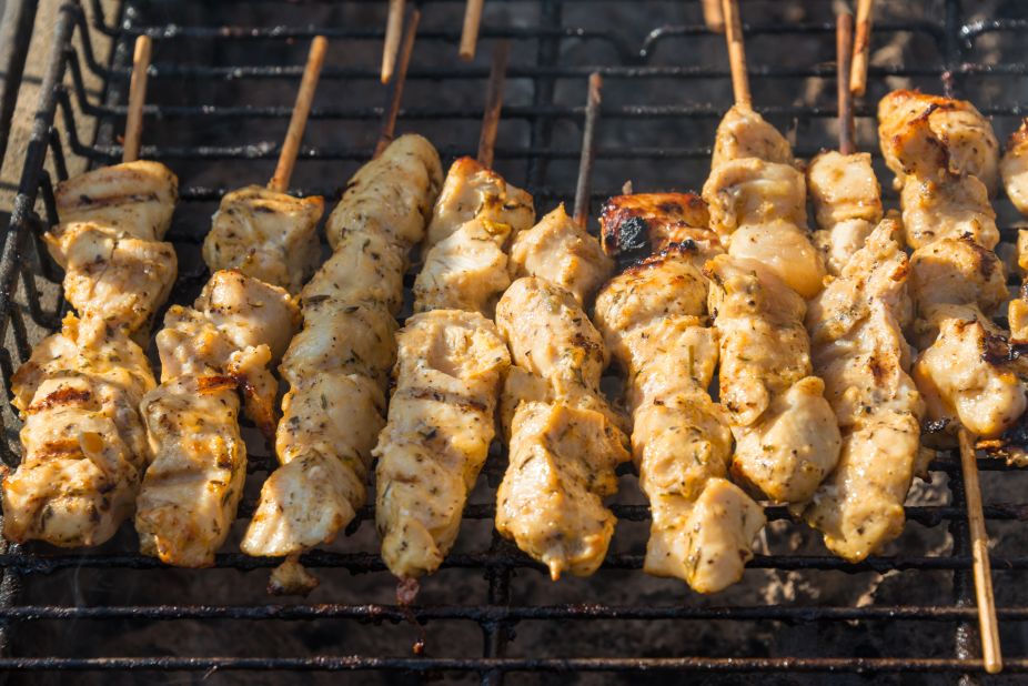 <strong>Souvlaki (Σουβλακι): </strong>This popular fast food dish found throughout the Balkans and the Middle East is made from small pieces of meat grilled on a skewer.