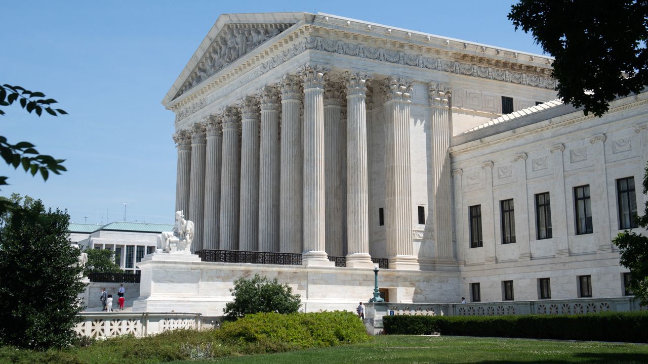 The US Supreme Court is seen in Washington, DC, June 24, 2019. - The US Supreme Court ruled in favor of the clothing brand FUCT in a free speech case on Monday, saying the name could be trademarked.The nation's highest court, in a 6-3 decision, struck down a federal prohibition on the registration of trademarks deemed to be "immoral or scandalous."The court held that such a prohibition violates the First Amendment right to free speech. (Photo by SAUL LOEB / AFP)        (Photo credit should read SAUL LOEB/AFP/Getty Images)