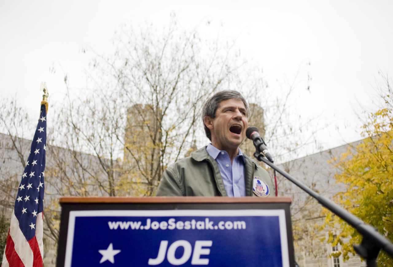Sestak speaks at a campaign event in West Chester, Pennsylvania, in October 2010.