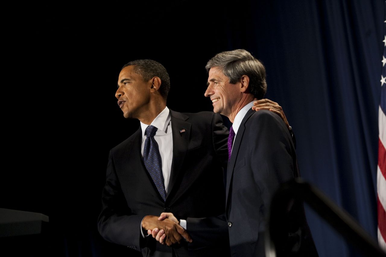 President Barack Obama campaigns with Sestak in September 2010.