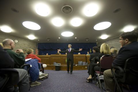 Sestak speaks to Democrats in Doylestown, Pennsylvania, in January 2010.