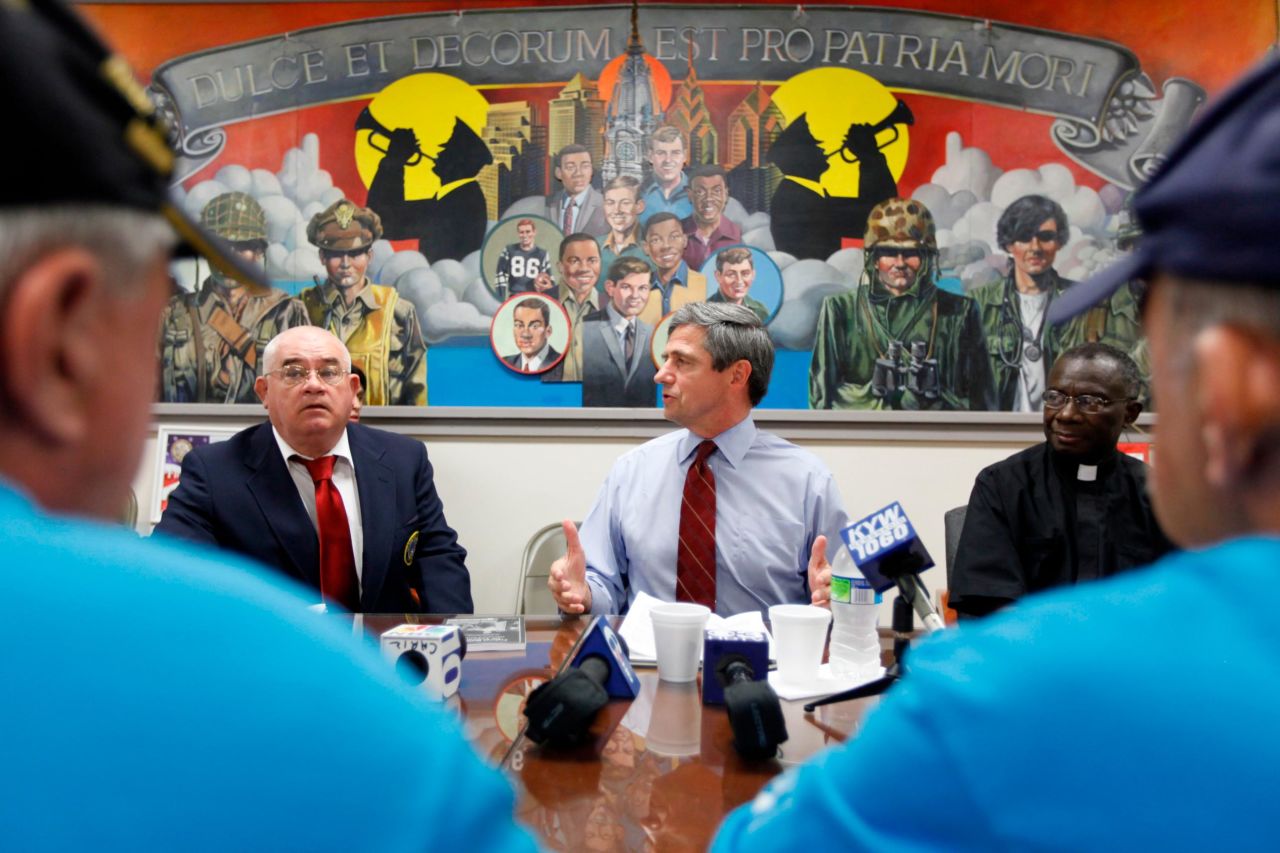 In August 2009, Sestak speaks during a forum at the Veterans Multi-Service Center in Philadelphia. He had recently announced his candidacy for the US Senate.