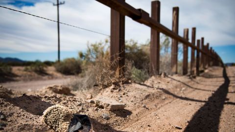 A file photo from February 2017 shows the border fence outside Lukeville, Arizona.
