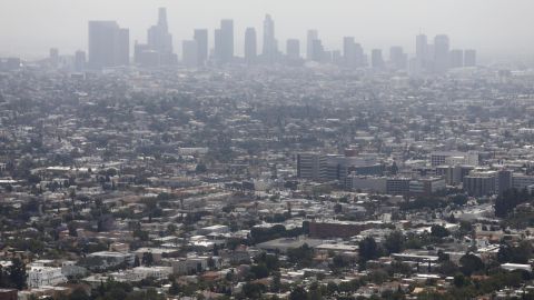 Smog hangs over the city on a day rated as having 'moderate' air quality in downtown Los Angeles, on June 11, 2019 in Los Angeles, California. According to the American Lung Association's annual "State of the Air" report, released in April and covering the years 2015-2017, Los Angeles holds the worst air pollution in the nation. The city has had the worst smog, otherwise known as ground-level ozone, in the U.S. for 19 of the past 20 years. 