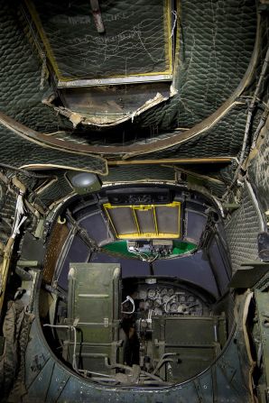 The exposed innards of a North American B-25 Mitchell. 