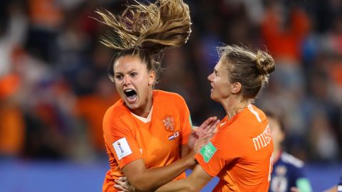 Martens celebrates opening the scoring.