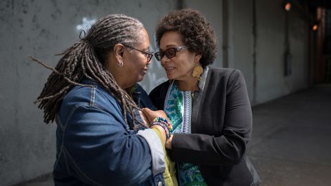 Donna Sue Johnson and Marie Spivey visit the underpass in the Bronx where they had their first kiss.