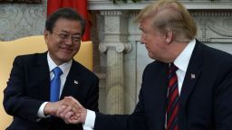 US President Donald Trump and South Korean President Moon Jae-in in April 11, 2019.