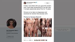 Kim Kardashian sparked anger over cultural appropriation over her new underwear line, as seen in this tweet.