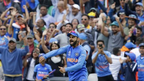 Kohli celebrates during India's World Cup victory over Australia.