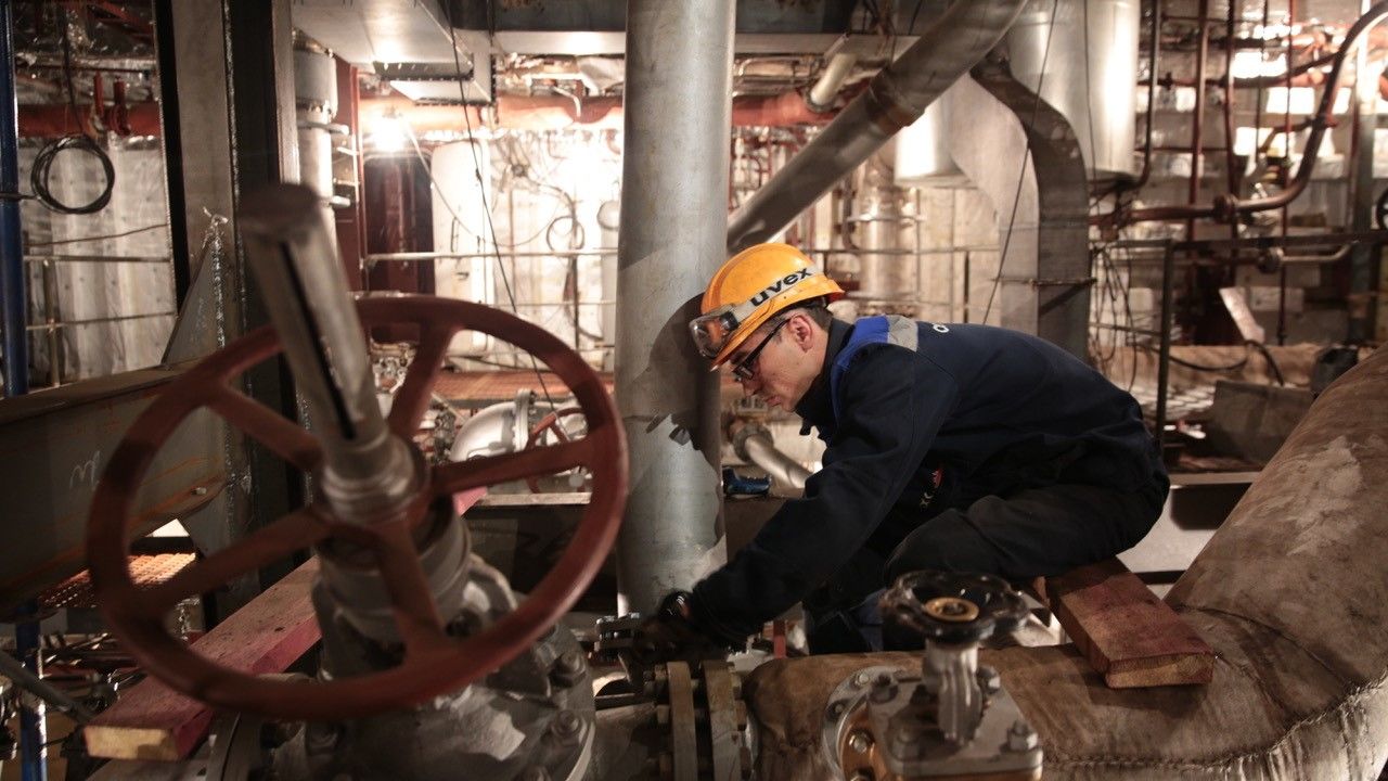 A worker finishes construction inside the platform's facilities.