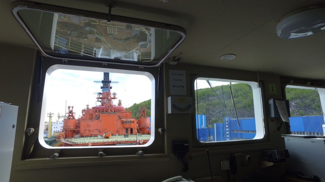 View outside of Akademik Lomonosov's main deck.