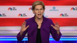 Democratic presidential hopeful US Senator from Massachusetts Elizabeth Warren participates in the first Democratic primary debate of the 2020 presidential campaign season hosted by NBC News at the Adrienne Arsht Center for the Performing Arts in Miami, Florida, June 26, 2019. (Photo by JIM WATSON / AFP)        (Photo credit should read JIM WATSON/AFP/Getty Images)