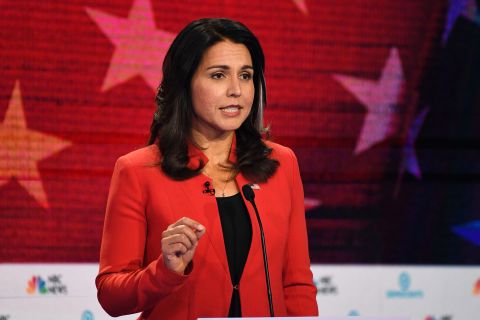 Gabbard, an Iraq War veteran from Hawaii, was elected to the House of Representatives in 2012. She is one of six women seeking the Democratic Party's nomination.