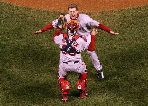 Papelbon embraced Red Sox catcher Jason Varitek a moment later. It was the second World Series championship for Boston in four seasons, after an 86-year World Series drought. 