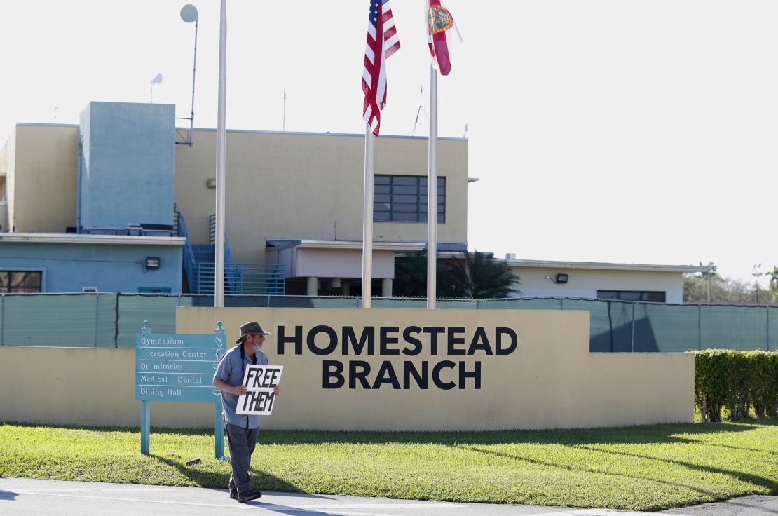 Josh Rubin demonstrates in front of the Homestead shelter in February. 