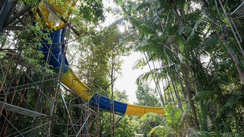 ESCAPE's massive new slide takes riders on a four-minute journey through the jungle. 