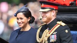 LONDON, ENGLAND - JUNE 08: Meghan, Duchess of Sussex and Prince Harry, Duke of Sussex arrive at Trooping The Colour, the Queen's annual birthday parade, on June 08, 2019 in London, England. (Photo by Chris Jackson/Getty Images)